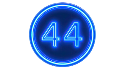 Circular neon blue number 44