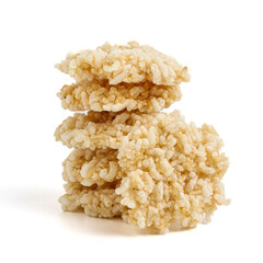 rengginang. flavoured rice cracker. isolated on white background.
