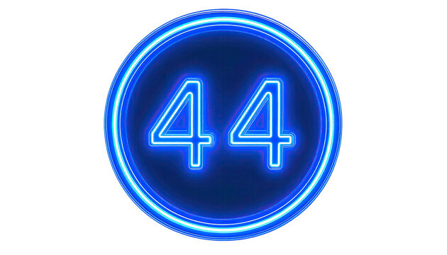 Circular neon blue number 44