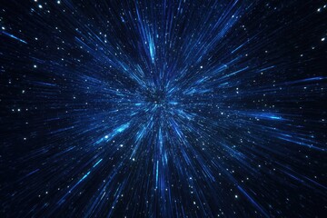 Cosmic explosion, radiating blue streaks