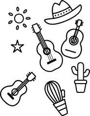 Line art icon set vector design, cat, horse, tree, plan, human organ and summer icon 