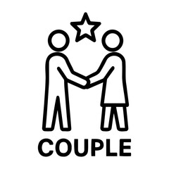 Vector illustration of two figures shaking hands with a star above them on a white background