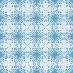 Symetrical blue flower seamless patten