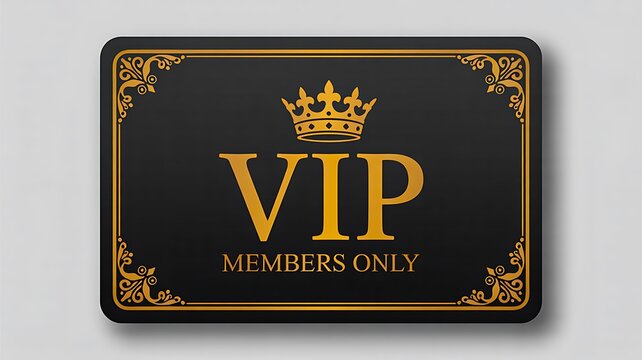 Luxury vip membership card with golden crown and elegant design for exclusive access
