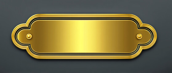 Elegant golden nameplate with a decorative border on a dark background, showcasing a luxurious and refined design suitable for labels or signage