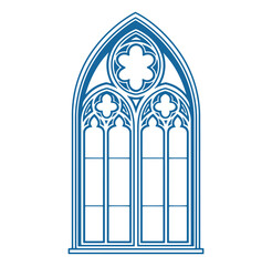 Elegant gothic cathedral window illustration featuring intricate design and detailed architectural elements