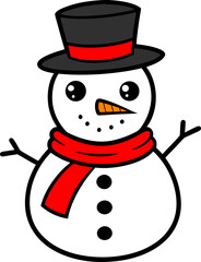 Snowman Lineart Outline Vector Drawing for Christmas Holiday
