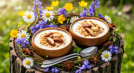 cup of cappuccino with flowers