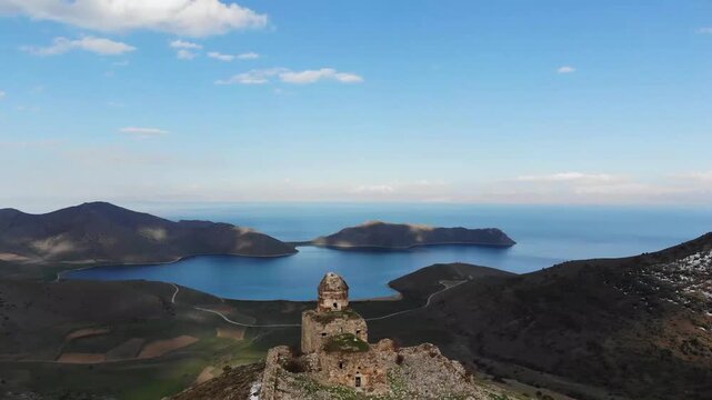 SAINT THOMAS MONASTERY CHURCH, located in the Altnsac Village of Van, is built on the slope of a valley overlooking Lake Van.