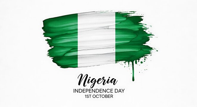 Nigeria Independence Day: Abstract Watercolor Flag Design, 1st October Celebration - Powered by Adobe