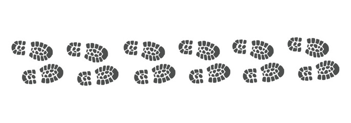 Boot, shoe print Patterns Vector. Muddy boot prints. Shoe prints Isolated on white background