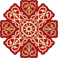 Vector red national Yakut amulet, decoration. Ethnic ornament of the peoples of Siberia, the Far North, the tundra