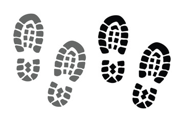 Footprint and shoe print icons set – vector illustration on white background. Vector Footprint Icons Collection Human, Shoe, Boot, and Sole Print Silhouettes Set