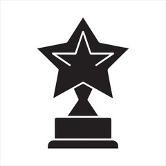 Star shaped trophy icon silhouette isolated on transparent background