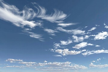 Wispy clouds dance across a vibrant blue sky