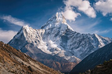 Majestic snow-capped mountain peak