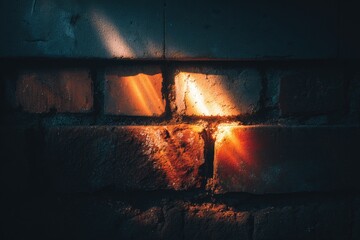 Sunlight streams through a brick wall