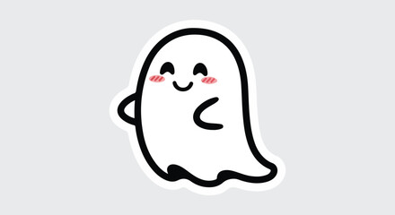Adorable Kawaii Ghost Illustration Cute Spooky Halloween Design