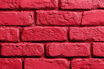 Close-up of a vibrant crimson brick wall