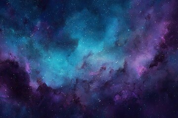 Fototapeta premium Deep space nebula, vibrant colors, swirling clouds of cosmic dust