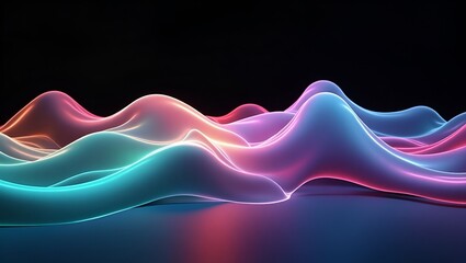 Futuristic glass gradient featuring vivid cyan, green, purple, and red tones merging over a black canvas, with smooth reflections and luminous waves that suggest motion and dimensional depth