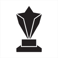 Crystal award trophy silhouette icon isolated on transparent background