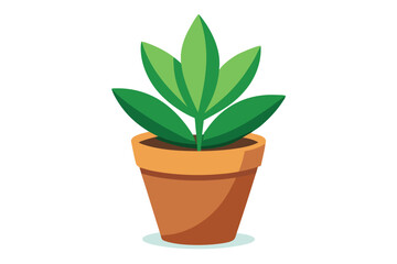 Obraz premium Green plant inside brown terracotta pot with stylish cartoon look provides a modern touch