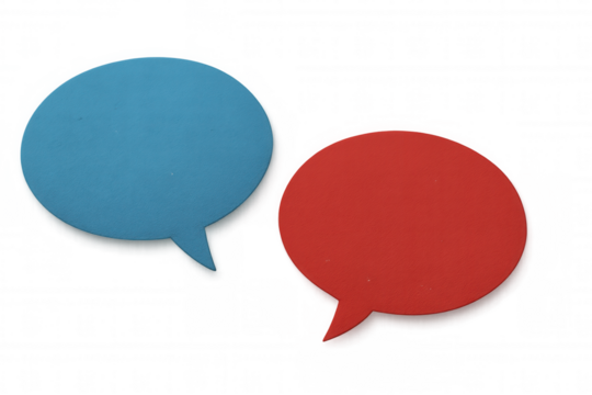 Speech bubbles representing dialogue, floating on transparent backdrop with bright colors conveying communication and connection between people - Powered by Adobe