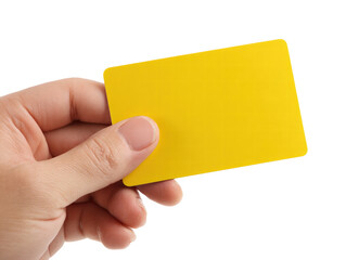 Hand, yellow, card, blank, isolated