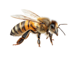 Honey bee insect yellow black wing isolated macro detailed nature animal