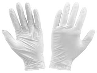 White latex glove, protective, sterile, disposable, medical, isolated on transparency background