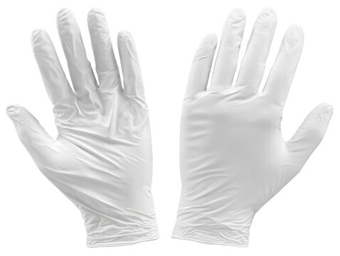 White latex glove, protective, sterile, disposable, medical, isolated on transparency background