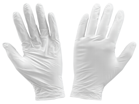 White latex glove, protective, sterile, disposable, medical, isolated on transparency background