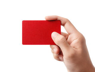 Hand red card blank isolated closeup gesture holding transparency background