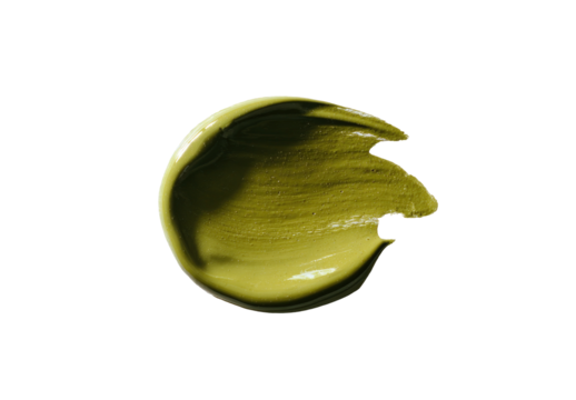 Olive green paint smudge, circular, textured