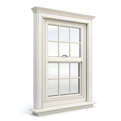Obraz premium white double hung window isolated on white background