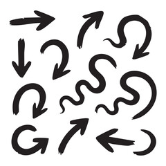 Hand Drawn Arrow Collection Expressing Direction, Movement and Flow with a Variety of Styles and Shapes for Creative Design and Visual Communication Projects, Arrows Set