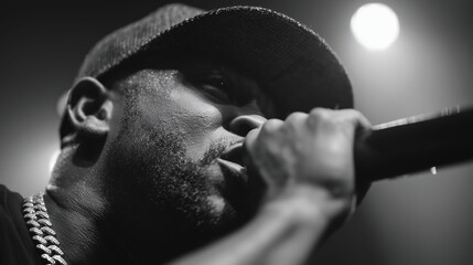 ステージ上のチェーンとキャップのクローズアップ