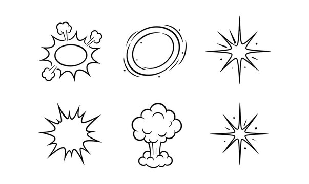 Cartoon style comic explosion elements for dynamic designs