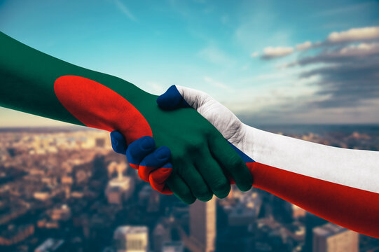 Shaking hands Bangladesh and Czech Republic - Powered by Adobe