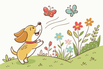 dog and butterfly