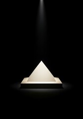 Fototapeta premium Illuminated pyramid, bathed in soft light, against dark backdrop