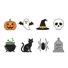 Obraz premium halloween icons set flat colored