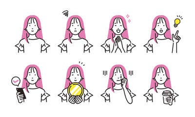 若い女性の顔セット1