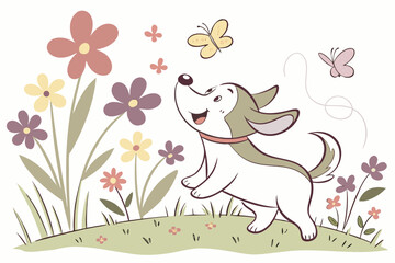 dog and flowers