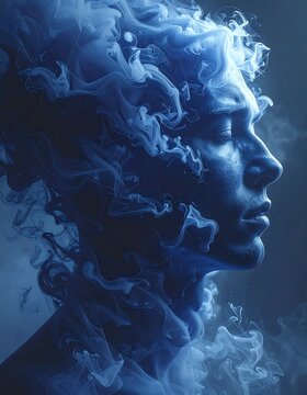 Abstract portrait, liquid, smoke