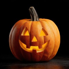 Spooky Jack-o'-lantern Illuminates Dark Night