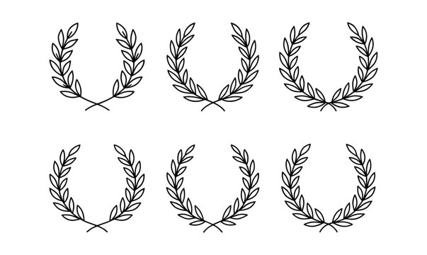 Classic laurel wreath collection with simple linear design for elegant decorations