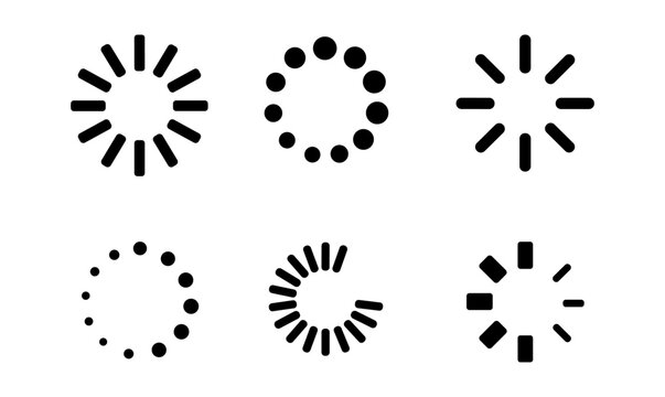 Minimal black loading icons set for web and ui design