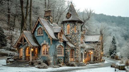 village in winter in the city old house in the snow winter landscape with houses fairytale houses